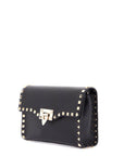 Valentino Garavani small black leather shoulder bag with golden studs