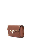 Valentino Garavani small brown leather shoulder bag with studs