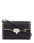 Valentino Garavani small black leather shoulder bag with golden studs