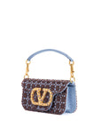 Valentino Garavani small floral blue cloud and amethyst shoulder bag with crystals