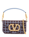 Valentino Garavani small floral blue cloud and amethyst shoulder bag with crystals