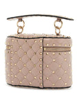 Valentino Garavani cylindrical vanity bag in powder leather with diamond pattern