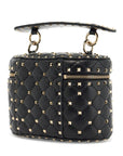 Valentino Garavani black quilted leather cylindrical vanity bag with chain