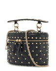 Valentino Garavani black quilted leather cylindrical vanity bag with chain