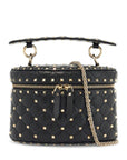 Valentino Garavani black quilted leather cylindrical vanity bag with chain