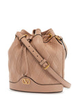 Valentino Garavani quilted pink leather bucket crossbody bag with golden details