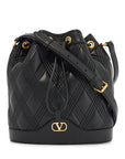 Valentino Garavani quilted black leather drawstring bag