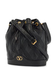 Valentino Garavani quilted black leather drawstring bag