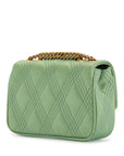 Valentino Garavani small quilted green silk shoulder bag with chain