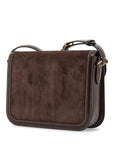 Valentino Garavani shoulder bag in dark brown suede with golden buckle