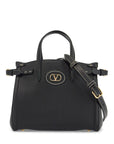 Valentino Garavani borsa tote piccola nera in pelle con logo oro