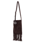 Valentino Garavani medium dark brown suede fringe crossbody bag