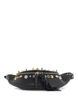 Valentino Garavani black leather belt bag with studs and shoulder strap