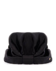 Valentino Garavani black silk turban with golden details and v logo