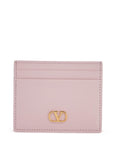 Valentino Garavani compact leather wallet in rose quartz with card slots