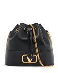 Valentino Garavani mini bucket bag in black leather with drawstring