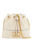 Valentino Garavani mini bucket bag in ivory leather with chain