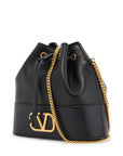 Valentino Garavani mini bucket bag in black leather with drawstring