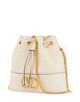 Valentino Garavani mini bucket bag in ivory leather with chain