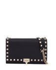 Valentino Garavani mini black leather bag with golden metal studs