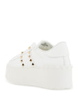 Valentino Garavani white rockstud elegant sneakers with golden studs