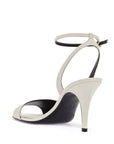 Valentino Garavani ivory goat leather stiletto sandal with striped strap