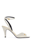 Valentino Garavani ivory goat leather stiletto sandal with striped strap