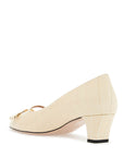 Valentino Garavani butter white crocodile effect leather pumps with medium heel