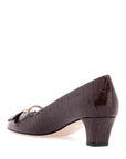 Valentino Garavani brown crocodile effect calfskin pumps with bow and medium heel