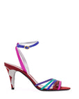 Valentino Garavani multicolor high heel sandals with strass in calfskin and red sole