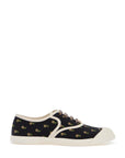 Valentino Garavani black cotton sneakers with floral pattern and rubber sole