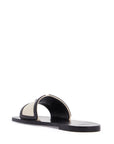 Valentino Garavani butter white and black synthetic slides with wide strap