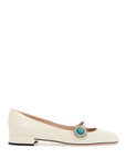 Valentino Garavani ivory kid leather ballerinas with crystal flower