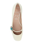 Valentino Garavani ivory kid leather ballerinas with crystal flower