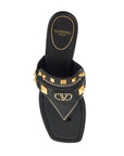 Valentino Garavani black buffalo leather studded flip-flops