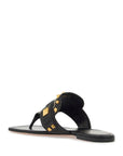 Valentino Garavani black buffalo leather studded flip-flops