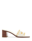 Valentino Garavani ivory leather slippers with golden studs and low heel