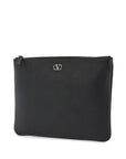 Valentino Garavani black leather minimalist pouch with zip