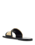 Valentino Garavani men's black and beige goat leather slippers with central strap