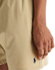 Polo Ralph Lauren beige solid color mid-trunk swim trunks in recycled polyester with pocket