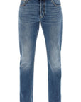 Alexander Mcqueen straight leg jeans with faux pocket on the back.