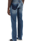 Alexander Mcqueen straight leg jeans with faux pocket on the back.