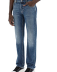 Alexander Mcqueen straight leg jeans with faux pocket on the back.