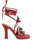 Burberry ivy flora leather sandals with heel.