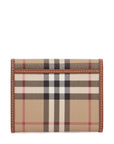 Burberry compact beige tartan wallet in polyurethane with gold buttons