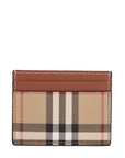 Burberry sandon dfc wallet in beige brown leather and tartan