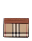 Burberry sandon dfc wallet in beige brown leather and tartan