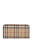 Burberry compact wallet with zip in beige polyurethane tartan pattern