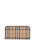 Burberry compact wallet with zip in beige polyurethane tartan pattern