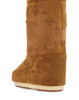 Moon Boot high suede boots in cognac with wedge embroidery